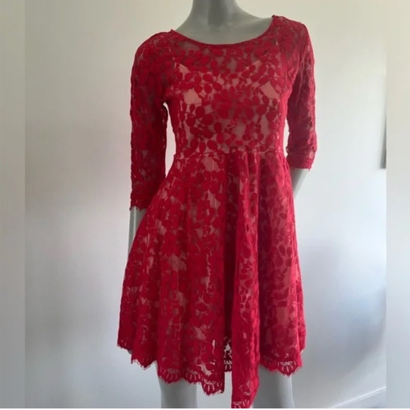 FREE PEOPLE| FLORAL MESH LACE DRESS - Picture 2 of 15